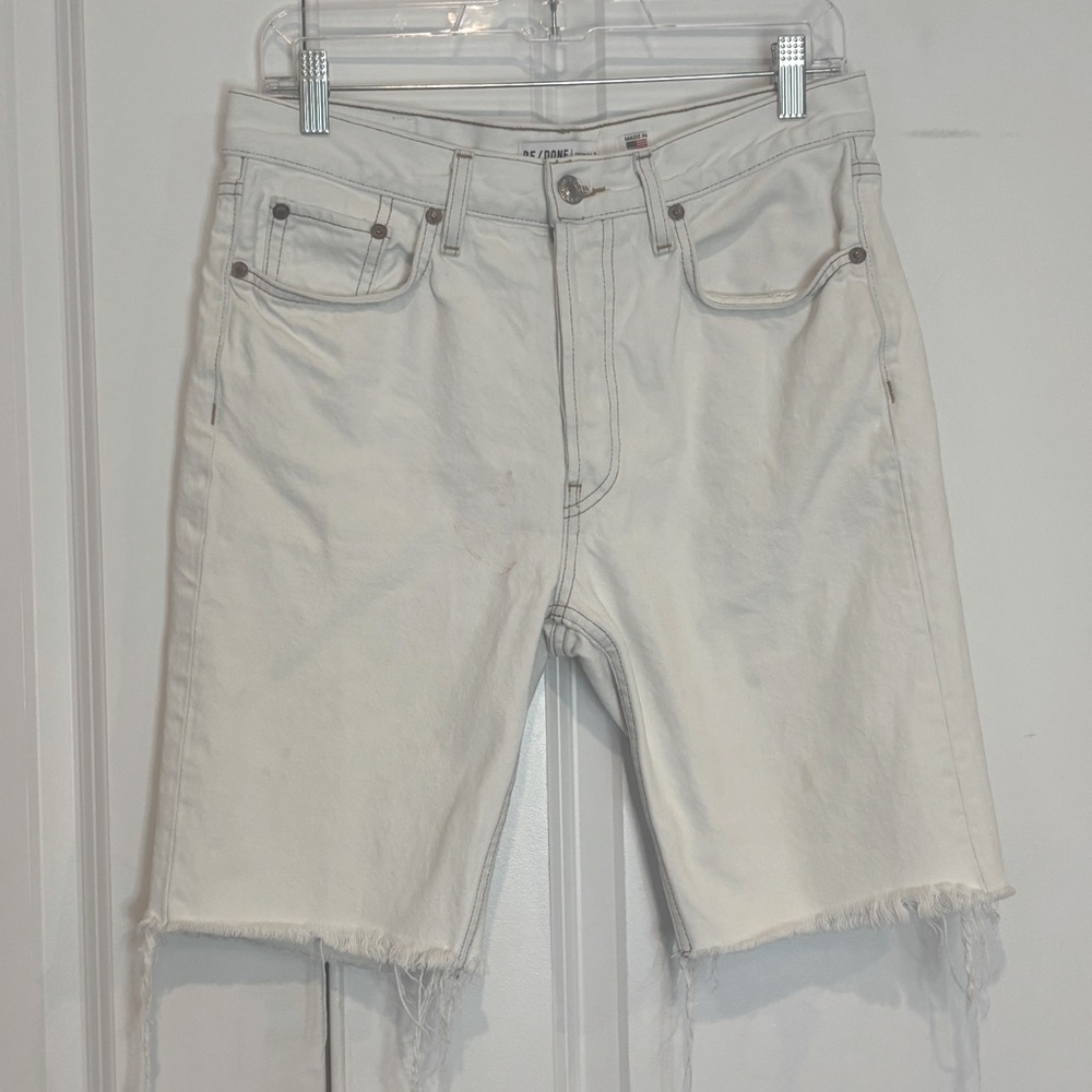 RE/DONE Originals The Long Short Bleach White Cut Offs Button Fly 28